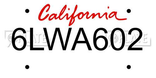 6LWA602 California License Plate