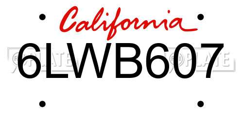 6LWB607 California License Plate