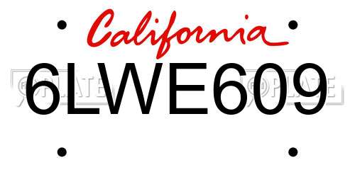 6LWE609 California License Plate