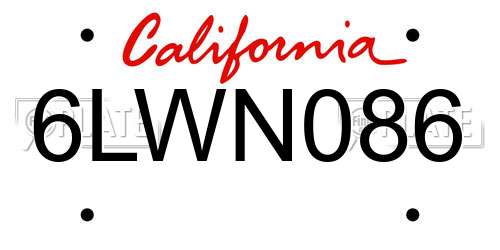 6LWN086 California License Plate
