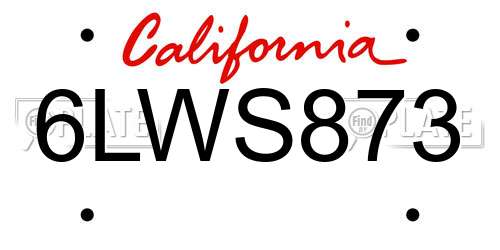 6LWS873 California License Plate