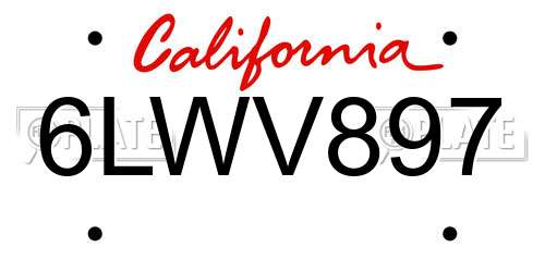 6LWV897 California License Plate