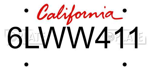 6LWW411 California License Plate