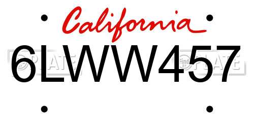 6LWW457 California License Plate