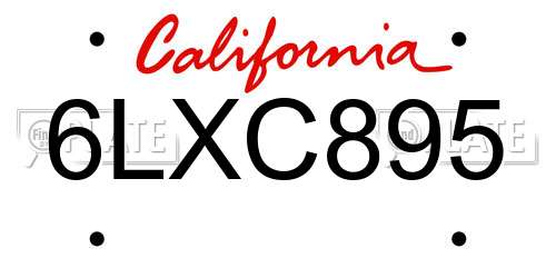 6LXC895 California License Plate