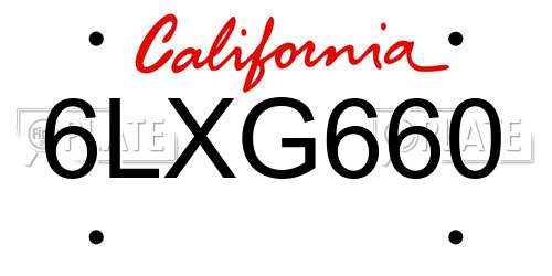 6LXG660 California License Plate