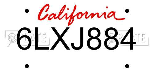 6LXJ884 California License Plate