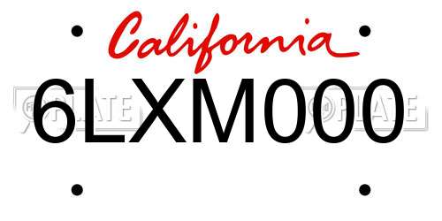 6LXM000 California License Plate
