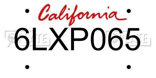 6LXP065 California License Plate