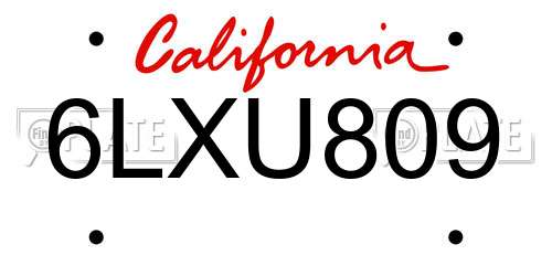 6LXU809 California License Plate