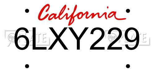 6LXY229 California License Plate