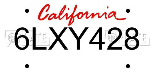6LXY428 California License Plate