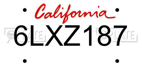 6LXZ187 California License Plate