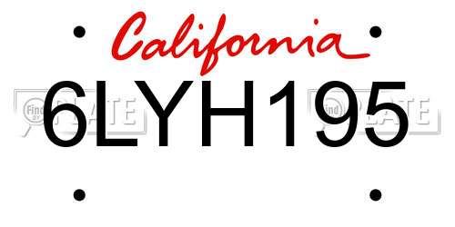 6LYH195 California License Plate