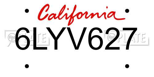6LYV627 California License Plate