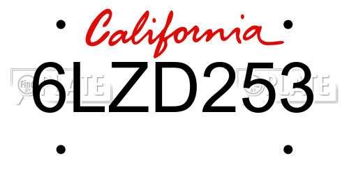 6LZD253 California License Plate