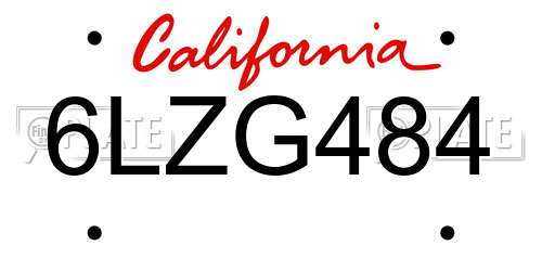 6LZG484 California License Plate