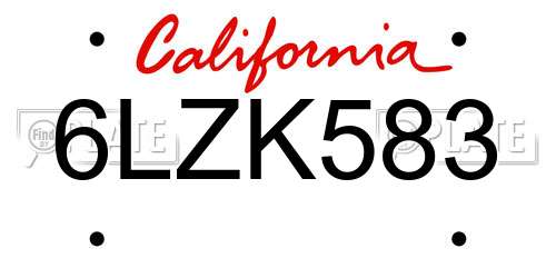 6LZK583 California License Plate