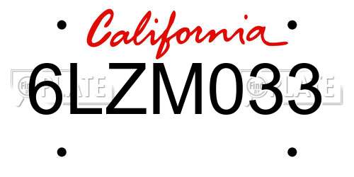 6LZM033 California License Plate