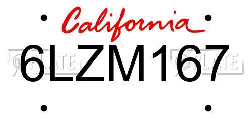 6LZM167 California License Plate