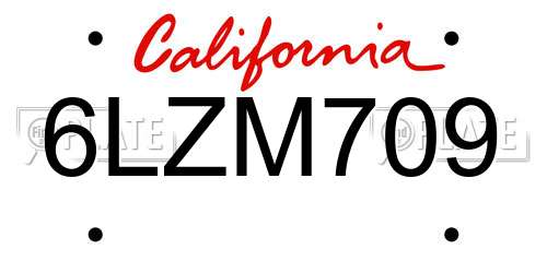 6LZM709 California License Plate