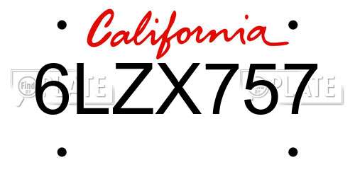 6LZX757 California License Plate