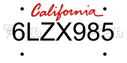 6LZX985 California License Plate