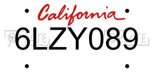 6LZY089 California License Plate