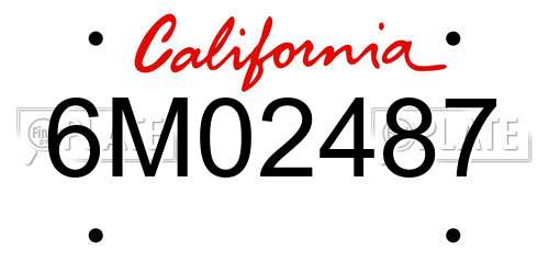 6M02487 California License Plate