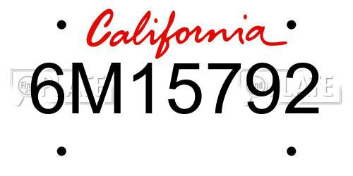 6M15792 California License Plate