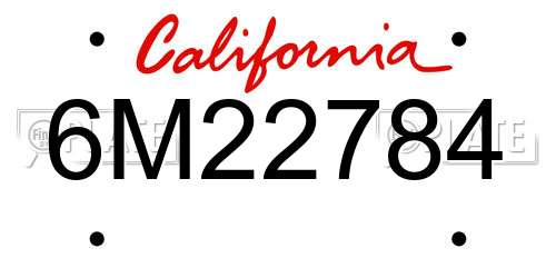 6M22784 California License Plate