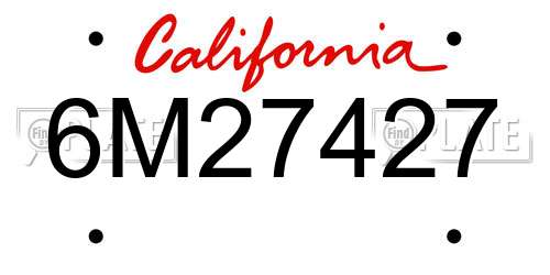 6M27427 California License Plate