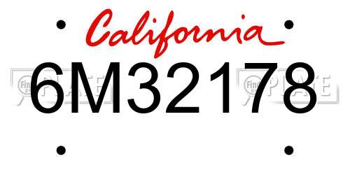 6M32178 California License Plate