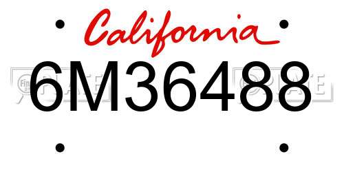 6M36488 California License Plate