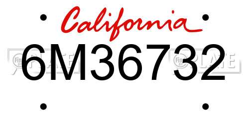 6M36732 California License Plate
