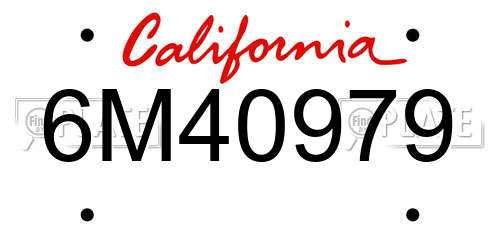 6M40979 California License Plate