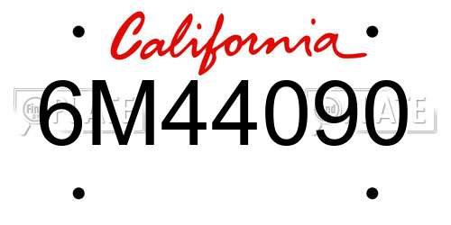 6M44090 California License Plate