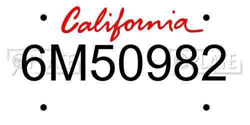 6M50982 California License Plate