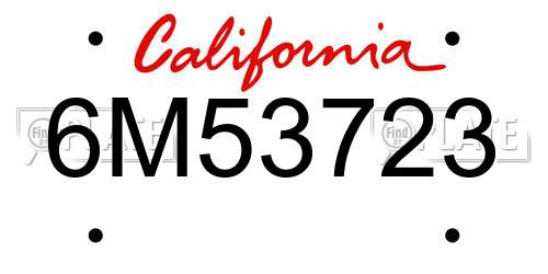 6M53723 California License Plate