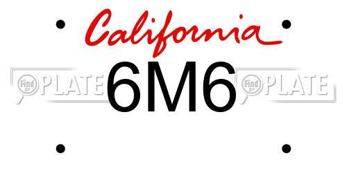 6M6 California License Plate