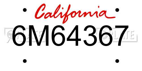 6M64367 California License Plate