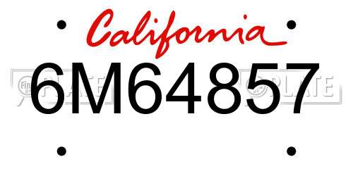 6M64857 California License Plate