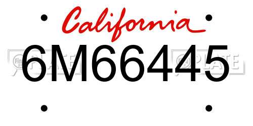 6M66445 California License Plate