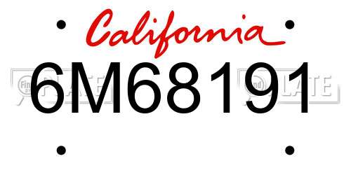 6M68191 California License Plate