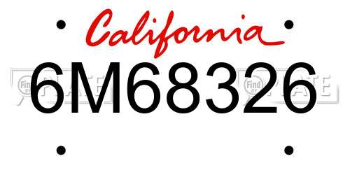 6M68326 California License Plate