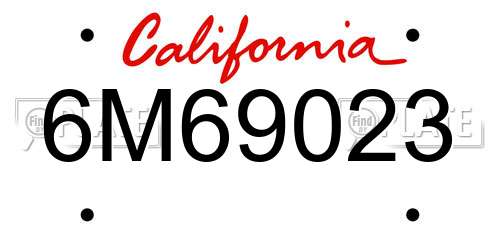 6M69023 California License Plate
