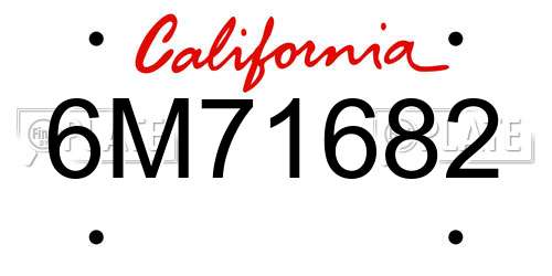 6M71682 California License Plate