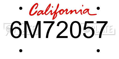 6M72057 California License Plate