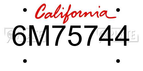 6M75744 California License Plate