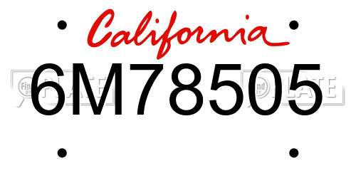 6M78505 California License Plate